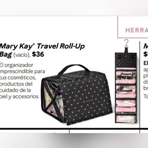 Mary Kay Black Travel Roll-Up Bag Empty Black With Pink Heart, Cosmetic, Makeup